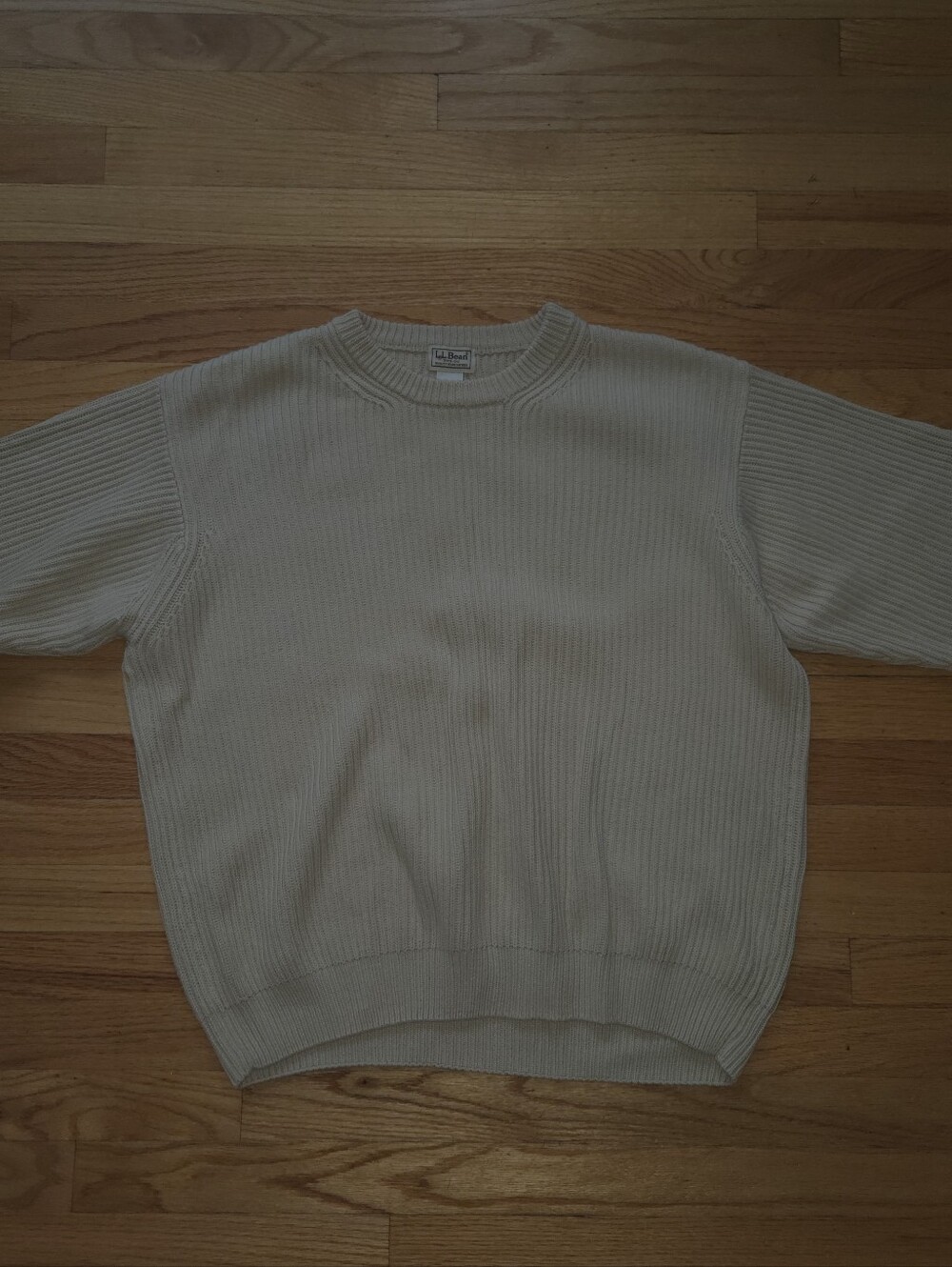 L.L. Bean Cream Ribbed Men’s Crewneck Sweater